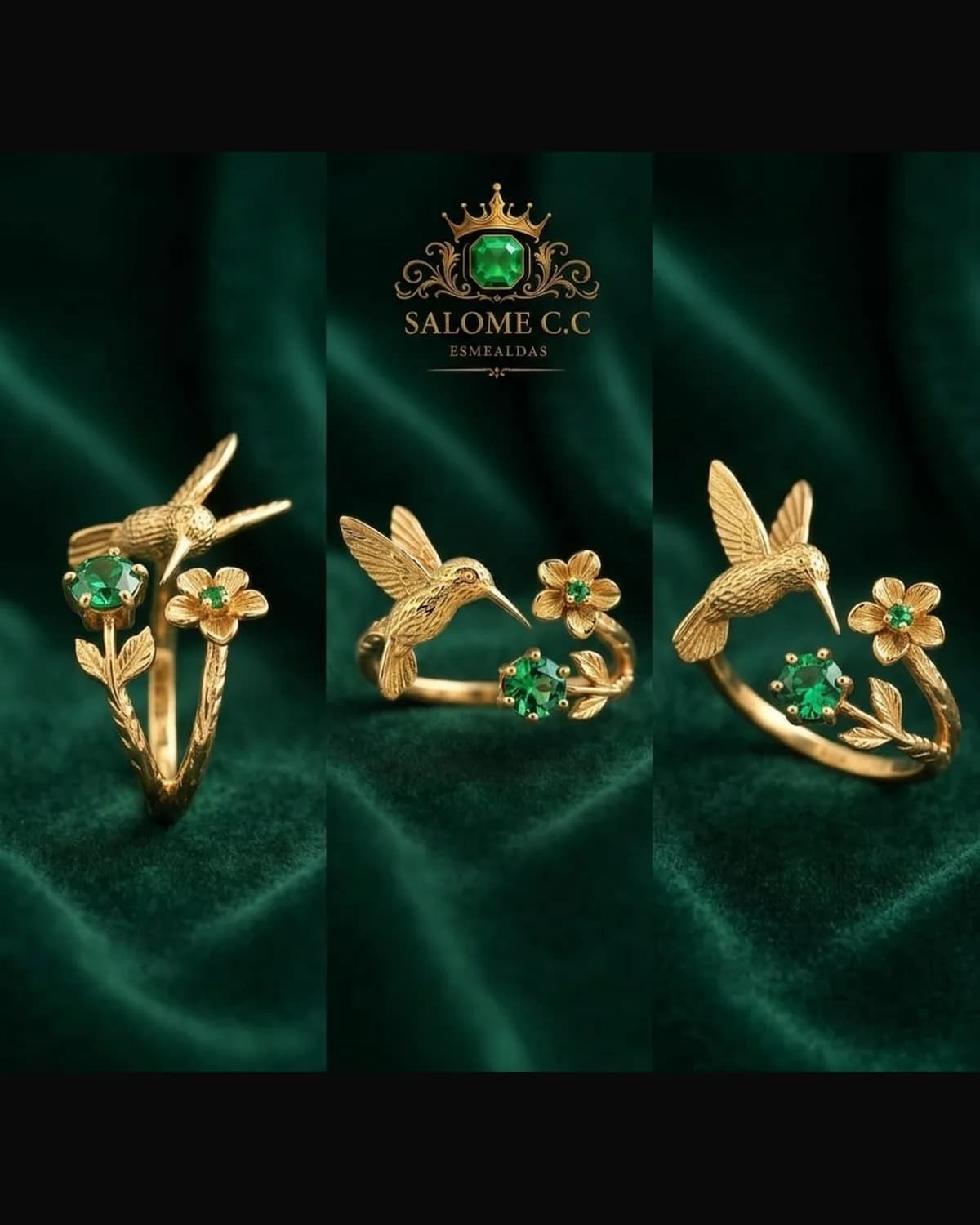 Anillo Colibrí de Esmeralda
