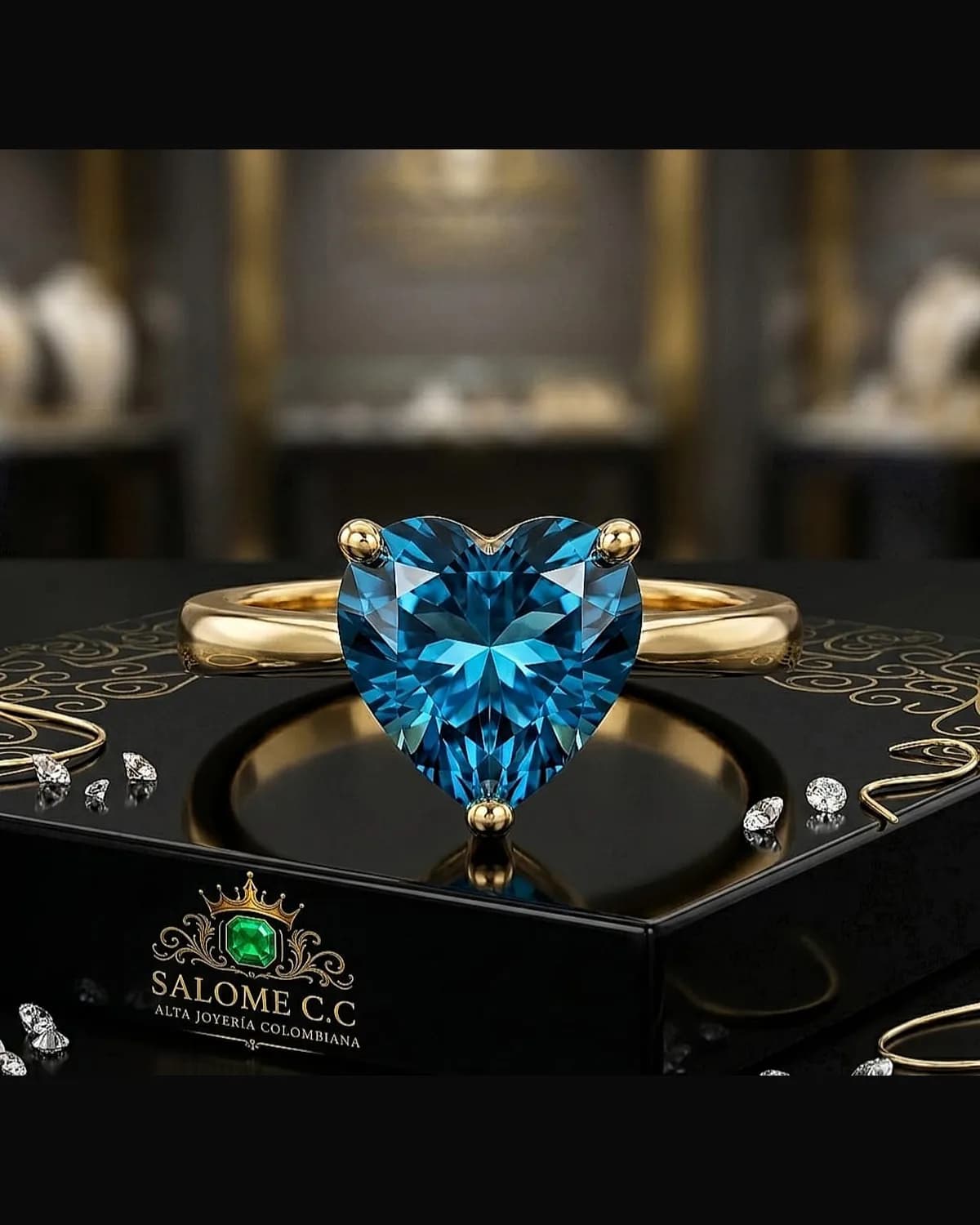 Anillo Corazón Azul Caribe