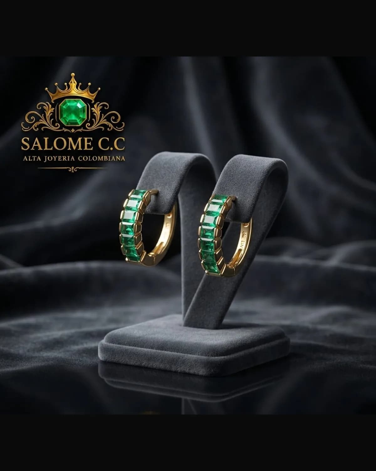 Aretes Argolla Esmeralda Real