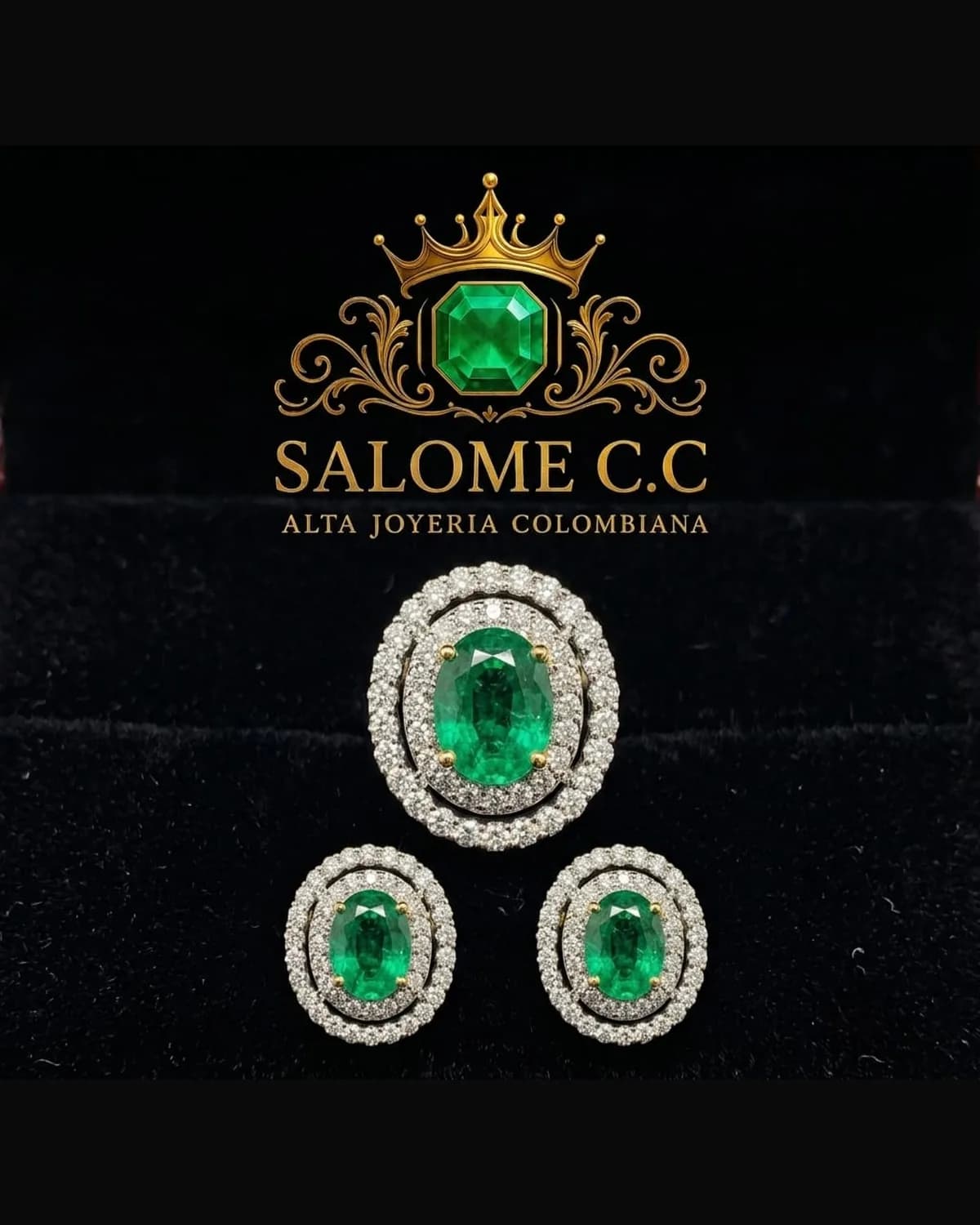 Aretes Halo Esmeralda